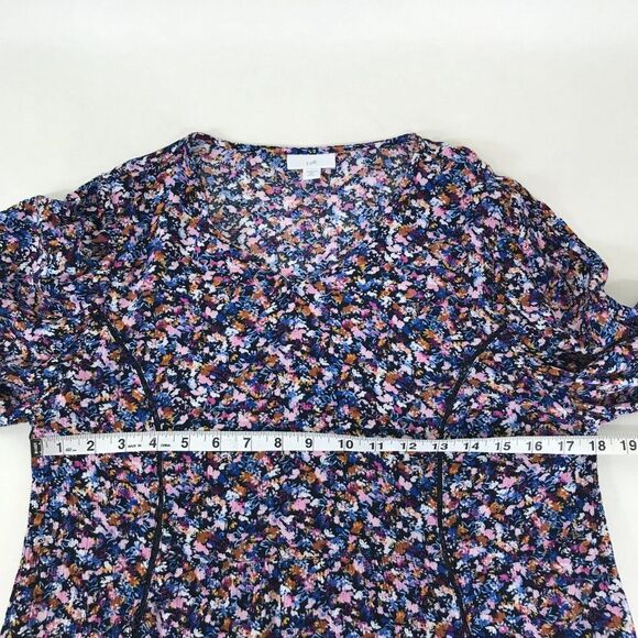 J. Jill Floral 3/4 Sleeve Blouse Women's XS Petite Crinkle Rayon Relaxed Career - Picture 7 of 11